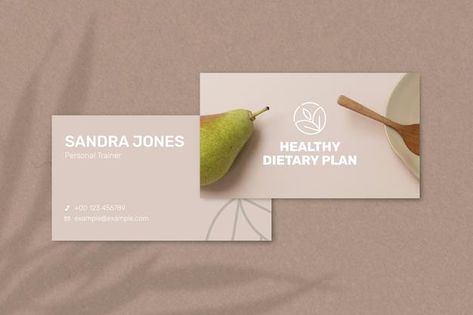 Nutritionist Business Cards, Vista Frontal, Business Card Template Psd, Nutrition Branding, Business Card Mockup, Personal Business, Card Mockup, Card Business, Visiting Cards