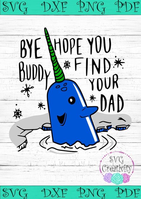 Mr Narwhal Elf, Elf Narwhal, Mr Narwhal, Cute Narwhal, Christmas Canvas Art, Elf Movie, Christmas Phone Wallpaper, Merry Christmas Svg, Buddy The Elf