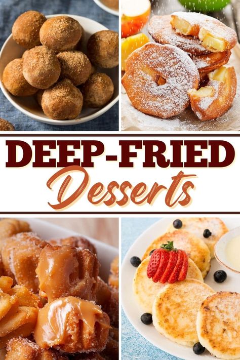 These deep-fried desserts may be sinful, but they're worth it! From Oreos to cheesecake to apple fritters, indulge in these incredible deep-fried treats. Fried Deserts, Deep Fried Fair Food, Fried Desserts, Food Truck Desserts, Fried Ice Cream Recipe, Deep Fried Desserts, Deep Fryer Recipes, Deep Fried Bananas, Fried Cheesecake