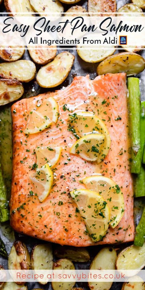 Salmon Tray Bake, Salmon Honey, Aldi Meals, Bake Salmon, Aldi Meal Plan, Aldi Recipes, Honey Garlic Salmon, Oven Baked Salmon, Garlic Salmon