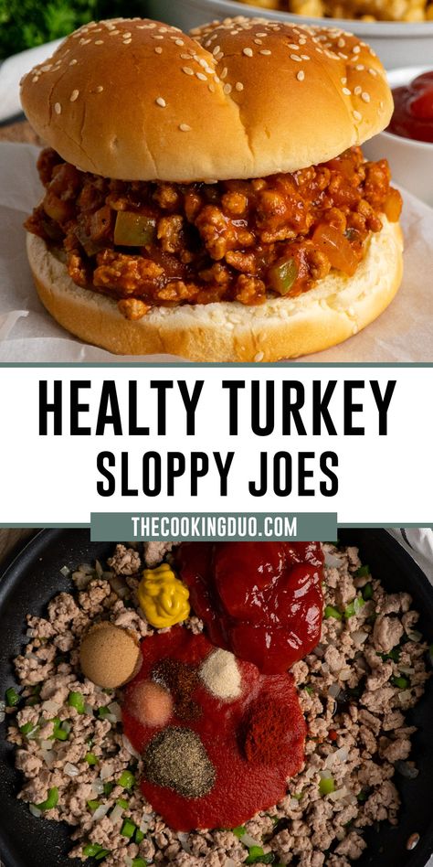 Turkey sloppy joe's on a sesame seed bun. Essen, Ground Turkey Dinners, Healthy Sloppy Joes, Turkey Sloppy Joes, Healthy Turkey Recipes, Ground Turkey Recipes Healthy, Healthy Ground Turkey, Turkey Meat Recipes, Classic Sandwich