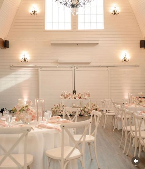 White & pink wedding reception Wedding Reception Indoor Simple, Pale Pink Wedding Theme, Light Pink Wedding Theme, White Pink Wedding, Pastel Wedding Decorations, Pink Wedding Receptions, Pale Pink Weddings, Pastel Pink Weddings, Baby Pink Wedding