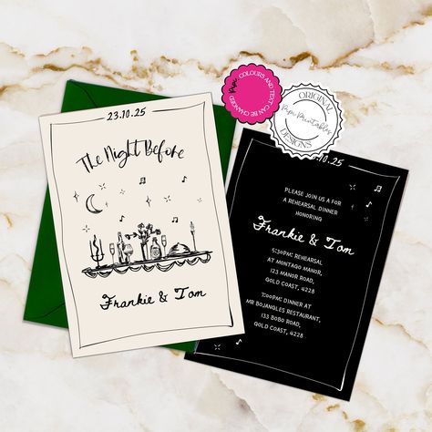 Printable Scribble Illustrated The Night Before Wedding Rehearsal Invitation Hand Drawn Retro Whimsical Rehearsal Dinner Party Invitation by PipiPrintables on Etsy The Night Before Wedding, Retro Whimsical, Whimsy Wedding, Rehearsal Dinner Party, Dinner Party Invite, Wedding Rehearsal Invitations, Night Before Wedding, Rehearsal Invitations, Wedding Dinner