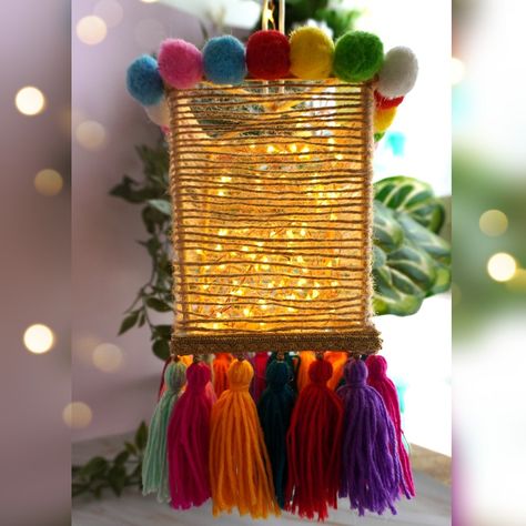 Diy Diwali Lanterns Ideas, Diwali Lanterns Handmade, Diwali Lanterns Ideas, Diwali Lamps Handmade, Lantern Making Ideas For Diwali, Diwali Lanterns Diy How To Make, Candle Holders Clay, Diwali Thali, Diy Diwali Lanterns