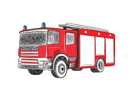 Fire truck by Pylypchuk25 on @creativemarket Firefighter Drawing, Fire Truck Drawing, Firefighter Photography, Truck Drawing, Firefighter Art, Water Drawing, Interior Sketch, Hand Drawn Vector Illustrations, Valentine Photography