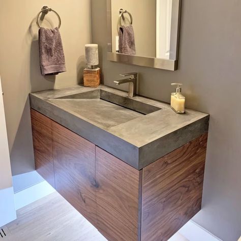 Custom Walnut Bathroom Vanity Cabinet Hand Made Soft Close - Etsy Solid Wood Countertops, Walnut Bathroom Vanity, Walnut Bathroom, Walnut Vanity, Makers Studio, Beautiful Bathroom Vanity, Vanity Counter, Floating Shelves Bathroom, Bathroom Vanity Cabinet