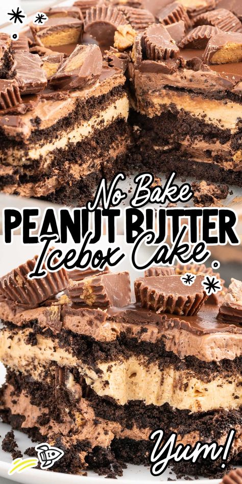 Peanut Butter Dirt Cake, No Bake Peanut Butter Eclair Cake, Resses Dessert Recipes, Easter Desserts Peanut Butter, Freezer Cake Recipes, Peanut Butter Eclair Cake, Reeses Dessert, Peanut Butter Cakes, Peanut Butter Icebox Cake