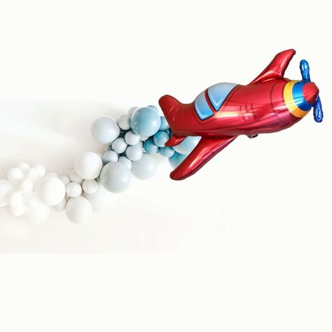 Two Fly Airplane Birthday, 3rd Birthday Plane Theme, Air Plane Themed Birthday Party, Flying Into Two Birthday, Plane Themed 2nd Birthday, Plane Second Birthday, Plane Balloon Decor, Airplane Fourth Birthday, Flying Birthday Theme