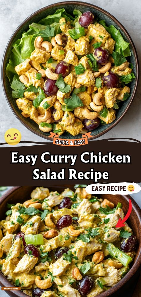 Curry Chicken Salad Curry Salad Recipes, Curry Salad Dressing, Curry Chicken Salad Recipe, Quick Dinner Sides, Ina Garten Chicken, Curry Dressing, Curry Salad, Curried Chicken Salad, Curry Chicken Salad