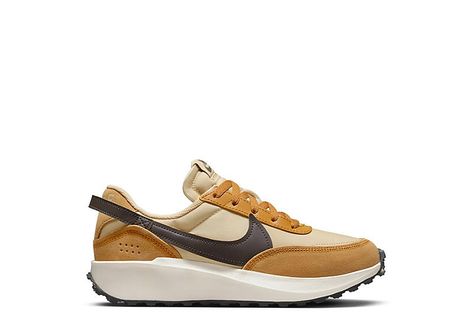 NIKE Womens Waffle Debut Sneaker - BROWN Tennis Shoes With Long Socks, Brown Vans Outfit Womens Fashion, Casual Fall Outfits With Tennis Shoes, Fall Outfit With Sneakers Women, Trending Fall Shoes For Women, Nothing New Shoes, Women’s Tennis Shoes Fall 2024, Fall Sneakers 2024 Women, Fall 2024 Sneaker Trends Women