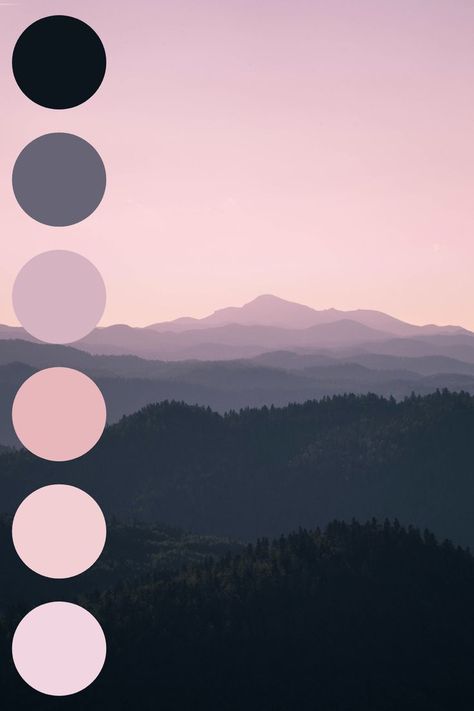 Monochromatic Pink, Flat Color Palette, Pink Color Palette, Monochrome Color Palette, Purple Palette, Website Color Palette, Pink Mountains, Color Design Inspiration, Black Color Palette