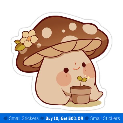 Decorate laptops, Hydro Flasks, cars and more with removable kiss-cut, vinyl decal stickers. Glossy, matte, and transparent options in various sizes. Super durable and water-resistant. Little mushroom guy planting flowers Mushroom Cute Art, Mushroom Guy, Ewolucje Eevee, Autumn Stickers, Mushroom Art, Halloween Trick Or Treat, Halloween Hacks, Aesthetic Stickers, Digital Sticker