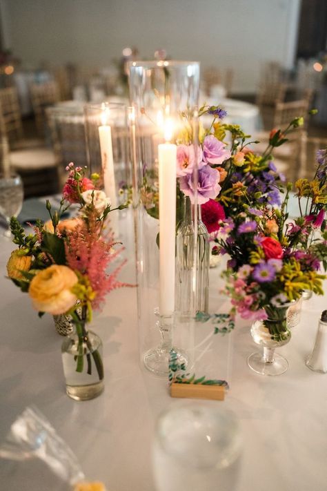 Wedding Reception Centerpiece, Eclectic Candles, Eclectic Wedding, Wedding Reception Centerpieces, Floral Centerpiece, Table Inspiration, Candle Centerpieces, Reception Table, Floral Centerpieces