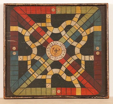 A Shared Legacy: Folk Art in America | American Folk Art Museum Old Board Games, Paint Games, Textile Inspiration, Board Game Design, Wood Games, Antique Folk Art, Vintage Board Games, Game Boards, America Art