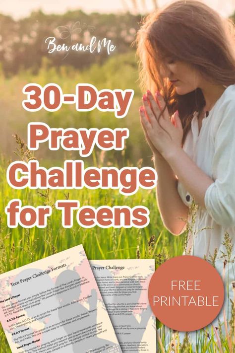 Our 30-Day Prayer Challenge for Teens is a wonderful way to help your child build a habit of praying daily. A Teen Prayer Challenge. #prayerchallenge #30daychallenges Teen Bible Study Lessons, Sisterhood Activities, Teen Games, Challenge For Teens, Acts Prayer, Prayer For Studying, Prayer Crafts, Teen Bible Study, Prayer Challenge