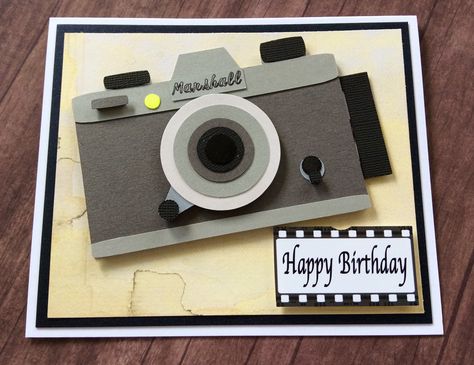 Camera Birthday Cards, Camera Cards Handmade, School Thoughts, Photo Cards Diy, Camera Ideas, Secret Sister Gifts, Memories Book, Secret Sister, Handmade Photography