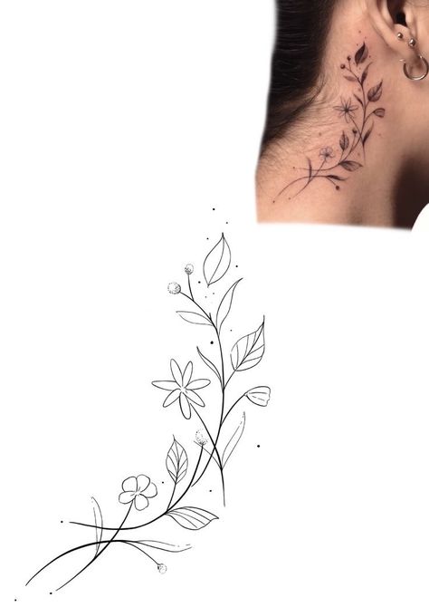 Pinky Tattoo, Flower Neck Tattoo, Tattoos Aesthetic, Side Neck Tattoo, Small Girly Tattoos, Tattoo Shading, Mom Tattoo Designs, Aesthetic Tattoos, Neck Tattoos Women