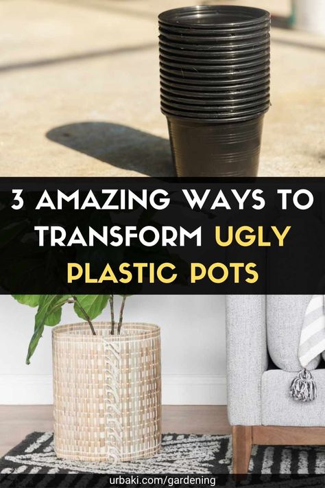 Are your plastic pots a little tired this year? Give them a quick and easy makeover with these clever ideas and a little creativity. Today in this video from Lily Ardor, she will show you how you can turn your pots of blah into wow! with these easy DIY tricks. Remember to start by cleaning the plastic pot and letting it dry. Each costs less than $10 to make and 5-20 to complete, so this is an inexpensive DIY. Give your plants and garden a pretty look and start doing a makeover on those boring... Cheap Plant Pots, Diy Planters Indoor, Cheap Flower Pots, Planter Cover, Large Plant Pots, Planting Pots, Plant Pot Diy, Indoor Flower Pots, Plant Pot Covers