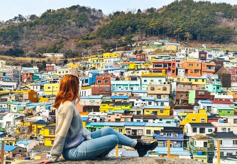 The rainbow Gamcheon Culture Village in Busan • Gamcheon Culture Village, Village Photos, Busan, A Rainbow, Tourist Attraction, The Rainbow, Rainbow, Art