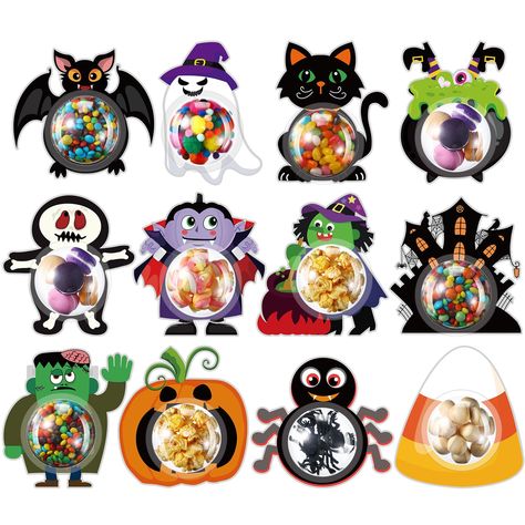 PRICES MAY VARY. Halloween Gifts Set: you will receive 48 pcs of Halloween cards, including 12 different styles of Halloween element design, 48 pcs of adhesive shaker pouches, and it also comes with 48 pcs of double-sided glues; You can add your own color candy or small gift into Halloween candy holder Quality Material: our circle shaker domes made from plastic; The Halloween vampire greeting cards are made of quality cardboard, safe and no odd smell, not easy to fray or fade, double sided print Halloween Playdoh Favor, Halloween Favors For Kids School, Halloween Gifts For Coworkers, Halloween Candy Holder, Halloween Greeting Cards, Prize Gifts, Halloween Goodie Bags, Classroom Prizes, Color Candy