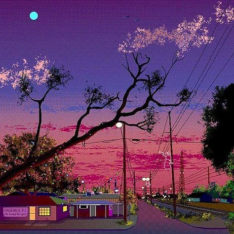 Photo geographyofrobots: Apple Street | IG: geographyofrobots   #Cloud #Clouds #BeautifulCloudySkies buff.ly/2NUcxlO Pixel Art Landscape, Vaporwave Wallpaper, Pixel Art Background, Vaporwave Art, Arte 8 Bits, 8bit Art, Cool Pixel Art, New Retro Wave, Illustration Photo