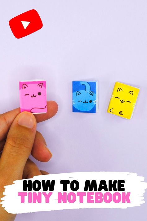 Hey Crafties! Today you will learn how to make a mini notebook super easy. This tiny notebooks are super cute and I hope will bring you joy:) Diy Mini Notebook, Tiny Notebook, Notebook Diy, Notebook Cute, Cute Diy Projects, Cute Origami, Kawaii Diy, Paper Craft Tutorials, Useful Origami