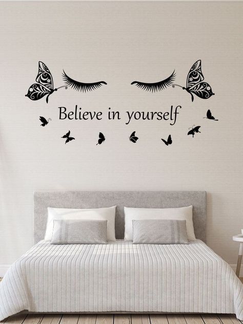 Wall Art Designs For Bedroom, Wall Painting At Home Ideas, Room Drawing Ideas Bedroom, Aesthetic Room Stickers, Wall Drawing Bedroom Simple, Writing On Walls Bedroom, Art Wall Bedroom Drawing, Bedroom Stickers Wall, Room Wall Painting Ideas Creative