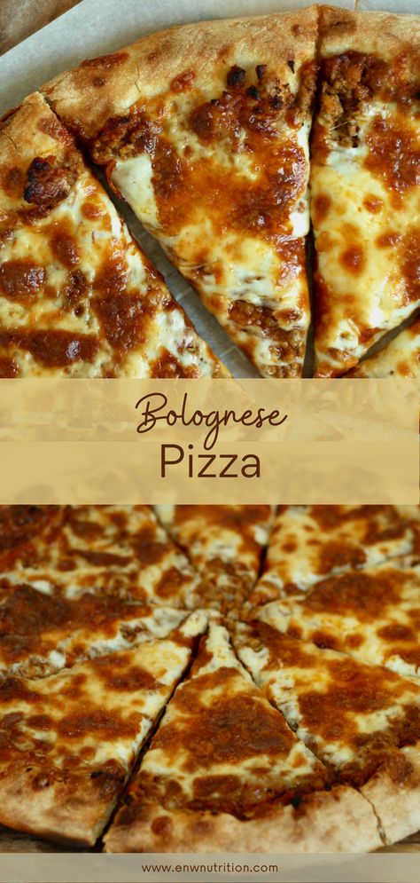 This homemade bolognese pizza is one you're going to want to share with all of your friends and family. Made using leftover bolognese sauce, homemade pizza dough, and mozzarella cheese, it truly is one of the most delicious and satisfying pizzas I've ever had. Leftover Bolognese Sauce Ideas, Leftover Bolognese, Bolognese Pizza, Boboli Pizza, Boboli Pizza Recipes, Ricotta Pizza, Homemade Bolognese, Leftover Spaghetti, Grilling Ideas