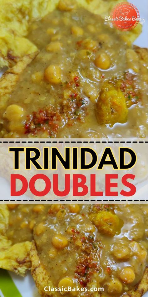 Trinidad Doubles Recipe Street Food, Curry Chana Trinidad, Trinidad Street Food, Trinidad And Tobago Food Recipes, Trinidad Appetizers, Doubles Trinidad Recipe, Trinidad And Tobago Recipes, Trinidad Doubles Recipe, Easy Trinidadian Recipes