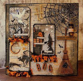 Kath's Blog......diary of the everyday life of a crafter: Simon Says...Make An Artist Trading Card Barbie Products, Dollhouse Barbie, Halloween Shadow Box, Halloween Layout, Halloween Paper Crafts, Carte Halloween, Halloween Scrapbook, Halloween Tags, Atc Cards