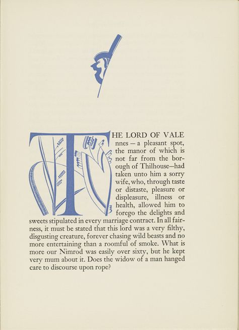 Chapter opening from volume II of Droll Stories by Honoré de Balzac (New York: The Limited Editions Club, 1932). Illustration, initial and typography by W.A. Dwiggins. Book Chapter Illustration, Illustration Story Book, Chapter Opener Design, Novel Layout Design, Text Book Cover Design, Book Chapter Design, Chapter Page Design, Poetry Book Layout, Story Book Design