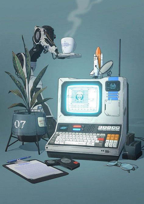 Davey Perkins, Futuristic Computer, Cyberpunk Tech, Old Computer, Graphisches Design, Retro Gadgets, Red Vs Blue, Arte Cyberpunk, Electronics Projects Diy