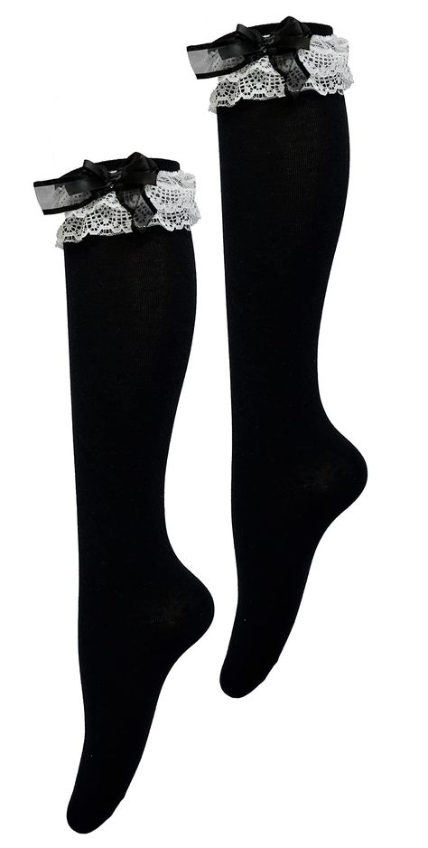 Cute Stuff On Amazon, Goth Socks, Gothic Socks, Cosplay Maid, Ruffle Socks, Girl Material, Black Socks, Maid Dress, Cute Socks