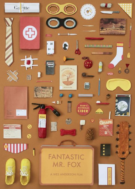 Objects: Artist pays homage to Wes Anderson movies by creating posters of props | Creative Boom Wes Anderson Poster, West Anderson, Anderson Aesthetic, Wes Anderson Aesthetic, Wes Anderson Style, Fox Poster, Wes Anderson Movies, Wes Anderson Films, Miss Moss