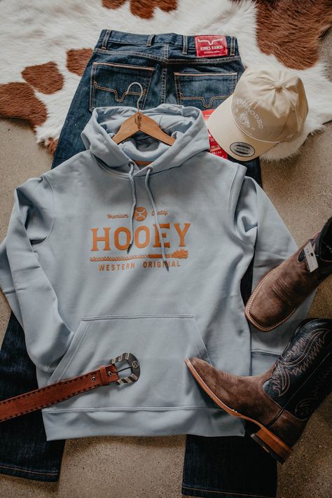 'Premium' Men's Hooey Light Blue Hoodie (S - XXL) Western Hoodies, Cute Country Couples, Light Blue Hoodie, Western Clothes, Carhartt Hoodie, Southern Outfits, Country Style Outfits, Cute Country Outfits, Rodeo Outfits