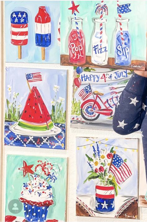 July 4th Painting, Fourth Of July Window Painting, 4th Of July Painting, Summer Paintings, Group Painting, Spark Art, Patriotic Projects, Watermelon Art, Patriotic Art