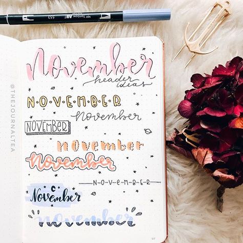 November Font, Bullet Journal Titles, Header Ideas, Bullet Journal Headers, Simple Lettering, Bullet Journal Font, Journal Fonts, Bullet Journal Notes, Bullet Journal Printables