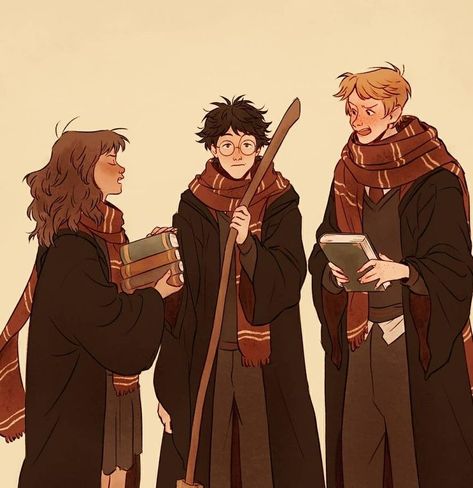 Third Wheeling, Harry Ron Hermione, Ron Hermione, Harry Potter Illustrations, First Drawing, Yer A Wizard Harry, Harry Potter Artwork, Ron And Hermione, Potter Art