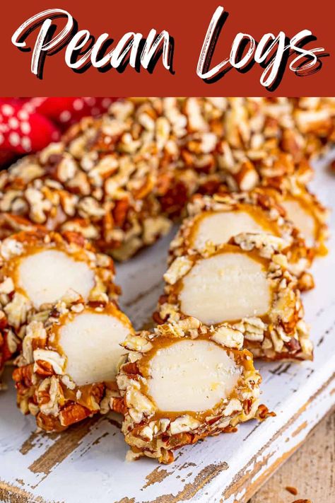 Crunchy and creamy, the perfect texture combination for these irresistible Pecan Logs. Add these perfect sized sweet treats to your holiday baking menus ASAP. Pecan Logs, Pecan Log Roll, Pecan Log, Texture Combination, Themed Recipes, Favorite Holiday Desserts, Foods Ideas, Southern Plate, 2024 Recipes