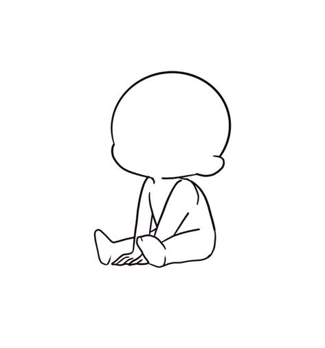 Chibi Base Pose Reference Sitting, Drawing Base Sitting Down, Cibi Drawing Poses, Sitting Down Chibi Pose, Sleepy Chibi Poses, Chibi Poses Cute, Cute Anime Characters Chibi, Sit Pose Drawing, Chibi Poses Sitting