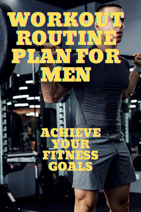 Graphic showcasing a full-body workout routine for men. Includes exercises like push-ups, squats, deadlifts, and planks. Each exercise is illustrated with a simple icon and labeled with recommended sets and reps. The design features a clean layout with bold text and a motivating color scheme, ideal for fitness enthusiasts looking to build strength and endurance. Gym Workout Programs For Men, Beginner Workout Routine At Home, Full Workout Routine Gym, Men Workout Routine At Home, Work Out Routines For Men, Best Workout Routine For Men, Gym Workout Routine For Women, Home Workout Plan For Men, Women Workout Routine