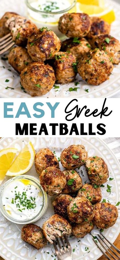 Greek Turkey Meatballs With Tzatziki, Greek Meatball Bowls Healthy, Turkey And Feta Meatballs, Ground Turkey Feta Meatballs, Ground Beef Greek Meatballs, Greek Meatballs Turkey, Middle East Meatballs, Greek Turkey Meatballs With Spinach And Feta, Turkey Meatball Pita