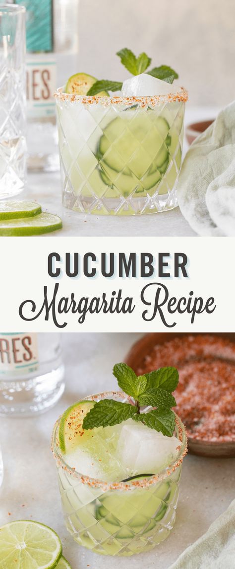 Cucumber Margarita Recipe, Margarita Mocktail Recipe, Lime Margarita Recipe, Cucumber Margarita, Cucumber Drink, Cucumber Cocktail, Cucumber Slices, Lime Margarita, Easy Cocktail