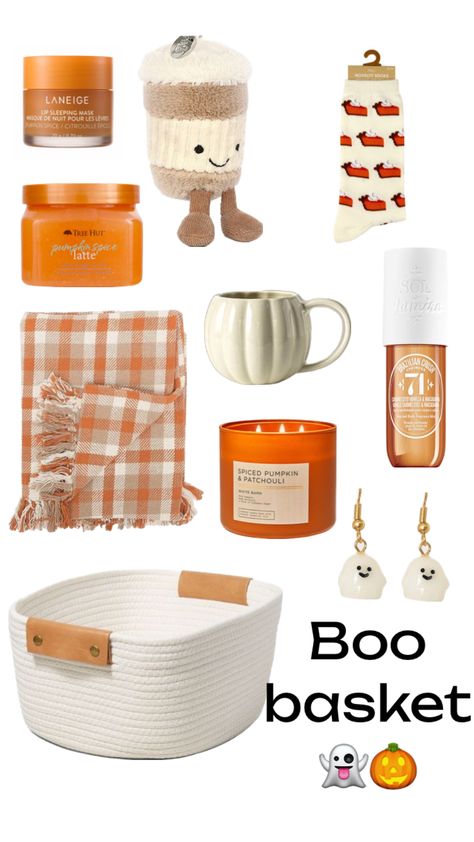 This is you sign to make your friends boo baskets Boo Baskets Aesthetic, Halloween Self Care Basket, Boo Basket For A Friend, Cute Fall Gift Baskets, Simple Cheap Boo Baskets, Boo Basket Ideas On A Budget, Aesthetic Boo Basket Ideas, Target Boo Basket Ideas, Autumn Present Ideas