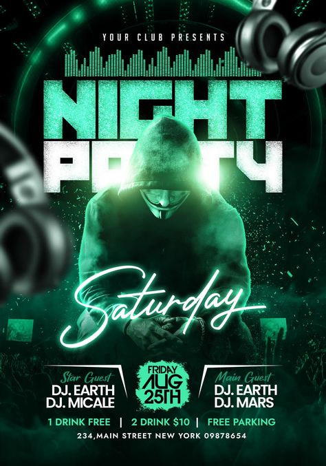 Free Flyer | Saturday Night Club DJ Party Flyer PSD | Flyer PSD Nightclub Flyer, Dj Party Flyer, Spa Flyer, Christmas Flyer Template, Flyer Free, Restaurant Flyer, Real Estate Flyer Template, Club Poster, Christmas Flyer