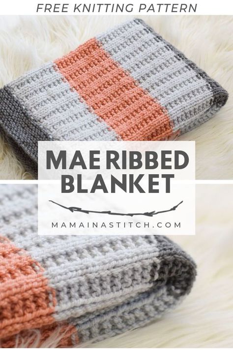 Mae Ribbed Blanket super Easy Knitting Pattern - I love that this can be used as a baby blanket or as a little lap throw blanket! It's definitely a beginner friendly pattern and you only need to know how to knit and purl. So perfect for making a handmade gift for a baby shower or friend.  #freepattern #diy #handmade #knittingpattern #blanket Knit Throw Blanket Pattern, Crocheted Blankets, Throw Blanket Pattern, Tree Craft, Knitted Afghans, Baby Blanket Knitting Pattern, Pattern Knitting, Knit Throw Blanket, Knit Blanket