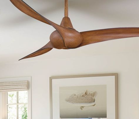 A truly unique design from Minka Aire The Wave draws inspiration from the oceans gracefully and tubular wave formations In addition to its creatively contemporary design, the Minka Aire Wave Ceiling Fan features a 52 in blade span and includes a handheld remote and a 6 in downrod Minka Aire Wave 52-in Distressed Koa Indoor Ceiling Fan and Remote (3-Blade) | F843-DK Cool Ceiling Fan, Wabi Sabi Ceiling Fan, Large Ceiling Fan Living Rooms, Aesthetic Ceiling Fan, Vaulted Ceiling Fan, Coastal Ceiling Fans With Lights, Boho Ceiling Fan, Wave Ceiling, Coastal Ceiling Fan