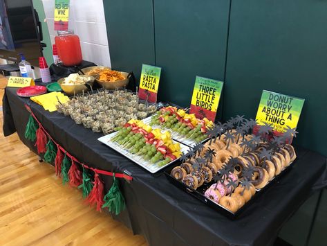 One love, party, first birthday, Jamaica party Jamaican Party Food Ideas, Reggae Party Food Ideas, Rasta Party Food Ideas, Reggae First Birthday, Jamaica Party Decorations, Jamaica Themed Party, Jamaican Party Ideas, Juneteenth Party Decor Ideas, Bob Marley Themed Party Ideas