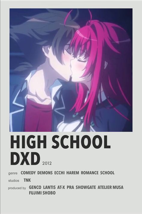 High School DxD minimal anime poster High School Romance Anime, Anime High School, Shojo Anime, Best Romance Anime, Anime Show, Anime Suggestions, Anime List, Film Posters Minimalist, Animes To Watch