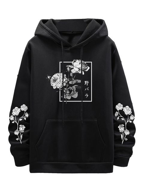 Flower Hoodie, Men Fabric, Hoodie Aesthetic, Stylish Hoodies, Lined Hoodie, Floral Graphic, Hoodie Outfit, Streetwear Tshirt, Boys Hoodies